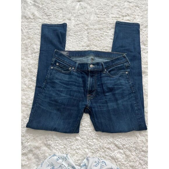 Abercrombie & Fitch 32x32 Felix Super Slim Stretch Denim Jeans Dark Wash - Picture 1 of 5